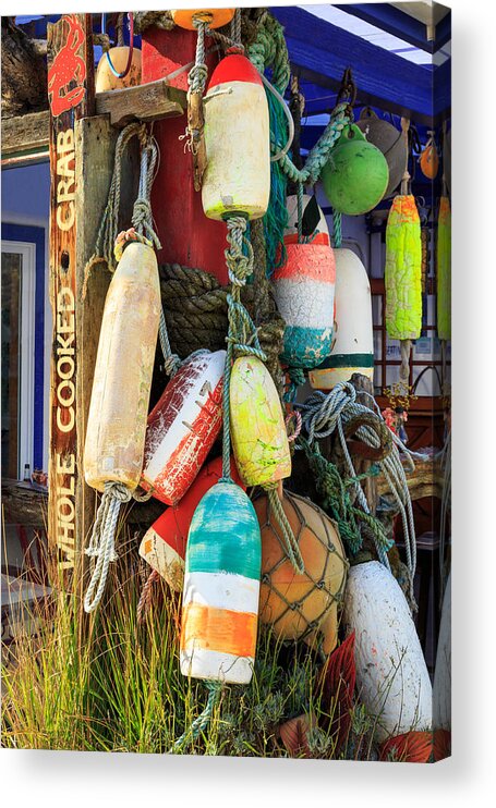 Buoys Acrylic Print featuring the photograph Buoys At The Crab Shack by James Eddy