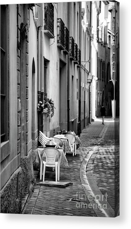 France Acrylic Print featuring the photograph Cafe France Black White by Chuck Kuhn