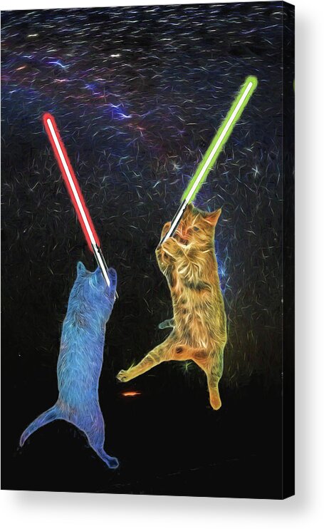 Cat Acrylic Print featuring the digital art Cat Wars Episode IX by John Haldane