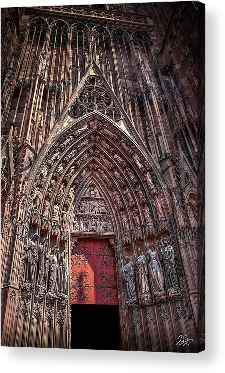 Strasbourg Cathedral Entrance Acrylic Print featuring the photograph Cathedral Entance by Endre Balogh
