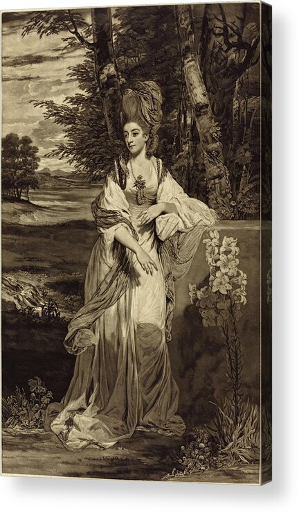 Thomas Watson After Sir Joshua Reynolds Acrylic Print featuring the drawing Catherine, Lady Bampfylde by Thomas Watson after Sir Joshua Reynolds