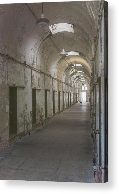 Eastern State Penitentiary Acrylic Print featuring the photograph Cellblock Hallway by Tom Singleton