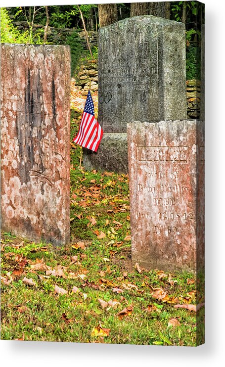 Newfane Vermont Acrylic Print featuring the photograph Cemetery Flag by Tom Singleton
