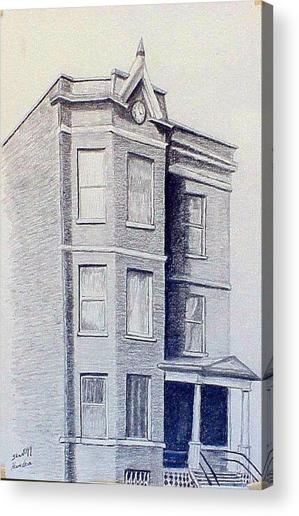 Pencil Acrylic Print featuring the drawing Chicago Apartment by Stan Hamilton