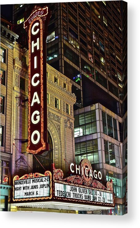 Chicago Acrylic Print featuring the photograph Chicago Theater Close Up by Frozen in Time Fine Art Photography