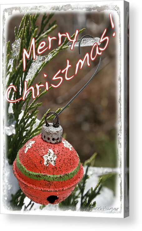 Christmas Ornament Acrylic Print featuring the photograph Christmas Bell Ornament by Terri Harper