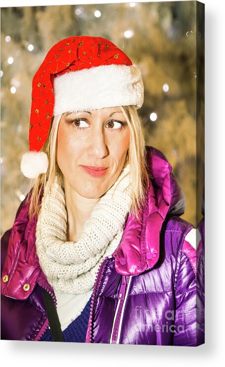 Merry Christmas Acrylic Print featuring the photograph Christmas Santa Woman by Benny Marty