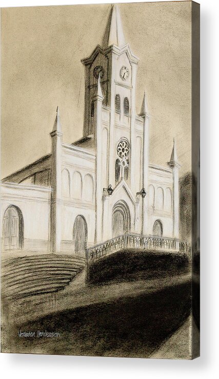 Church Acrylic Print featuring the drawing Church against the Sky by Jordan Henderson