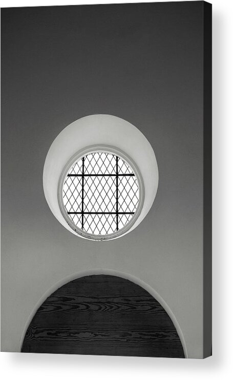 Window Acrylic Print featuring the photograph Church Window in Black and White by Don Johnson