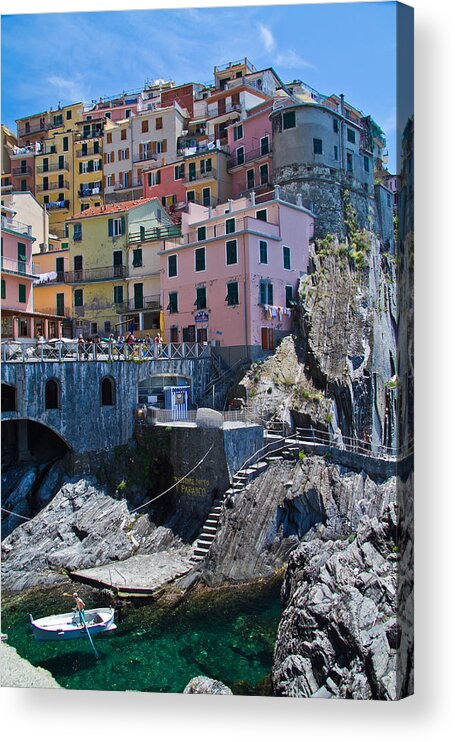 Cinque Terre Acrylic Print featuring the photograph Cinque Terre Harbor and Town by Roger Mullenhour