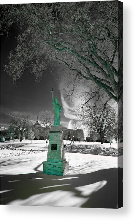 City High Acrylic Print featuring the photograph City High Statue by Jamieson Brown