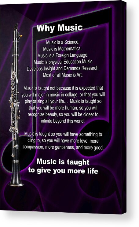 Clarinet Acrylic Print featuring the photograph Clarinet Why Music Picture or Poster 4817.02 by M K Miller