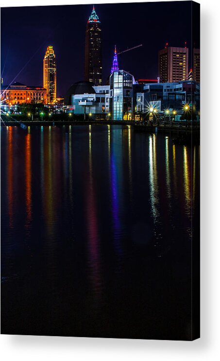 Cleveland Acrylic Print featuring the photograph Cleveland Nightly Reflections by Stewart Helberg