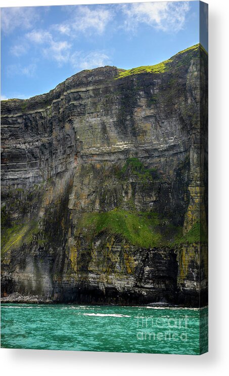 Cliff Acrylic Print featuring the photograph Cliffs of Moher from the sea close up by RicardMN Photography
