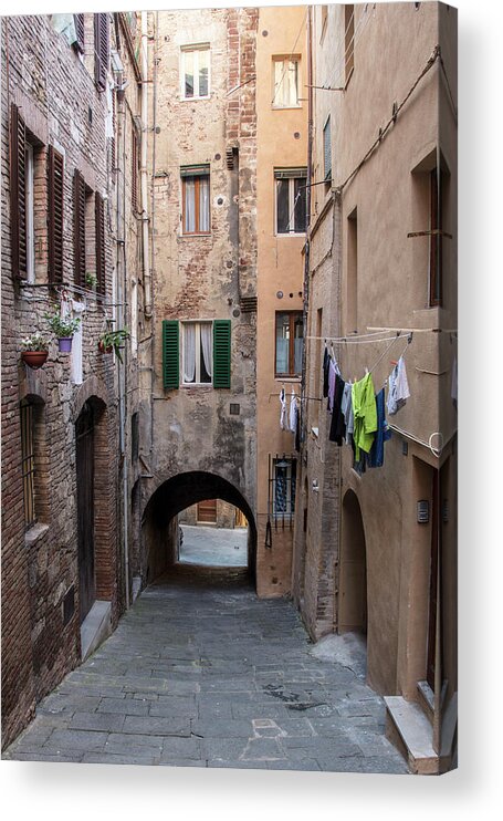 Canon Acrylic Print featuring the photograph Clothes Line in Siena Italy by John McGraw