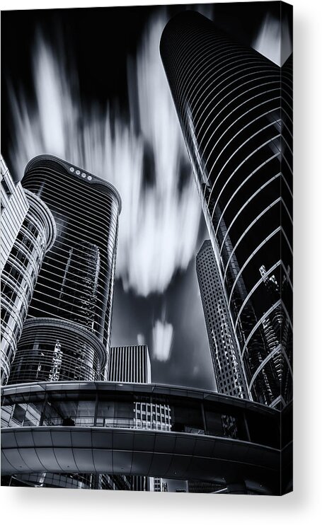 1400 Acrylic Print featuring the photograph Clouds and Drama Chevron Building 2 by Micah Goff