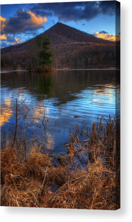 Peaks Of Otter Acrylic Print featuring the photograph Clouds on Abbott Lake by Steve Hurt