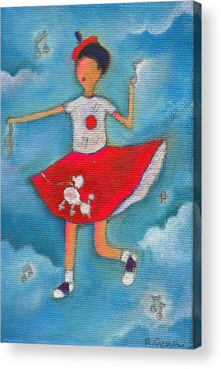 Dancing Acrylic Print featuring the painting Colleen Dancing In Clouds by Ricky Sencion