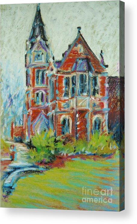 Library Acrylic Print featuring the pastel College Life by K M Pawelec