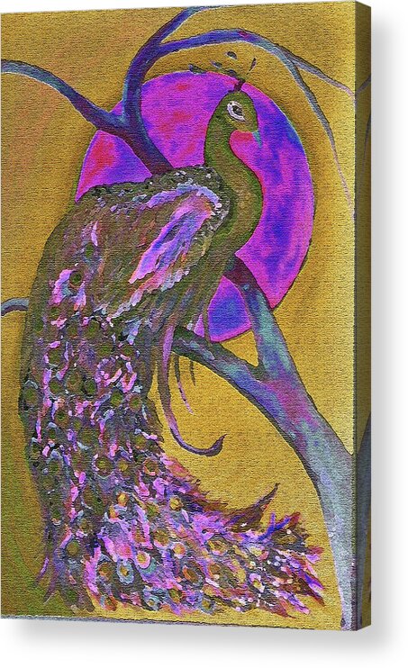 Pink And Blue Moon Acrylic Print featuring the painting Color Of Pink by Virginia Bond