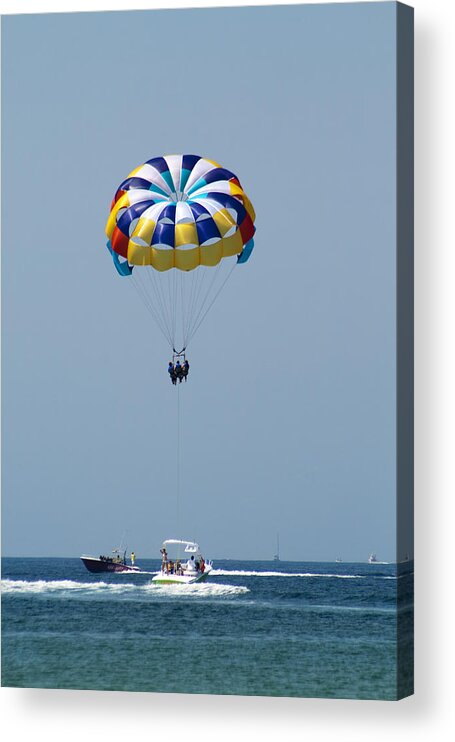Parasailing Acrylic Print featuring the photograph Colorful Parasailing by Kathy Clark