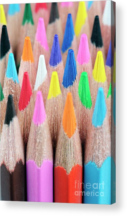 Coloured Acrylic Print featuring the photograph Colorful Pencils by Neil Overy