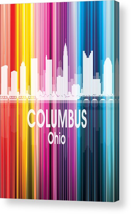 Columbus Acrylic Print featuring the digital art Columbus OH 2 Vertical by Angelina Tamez