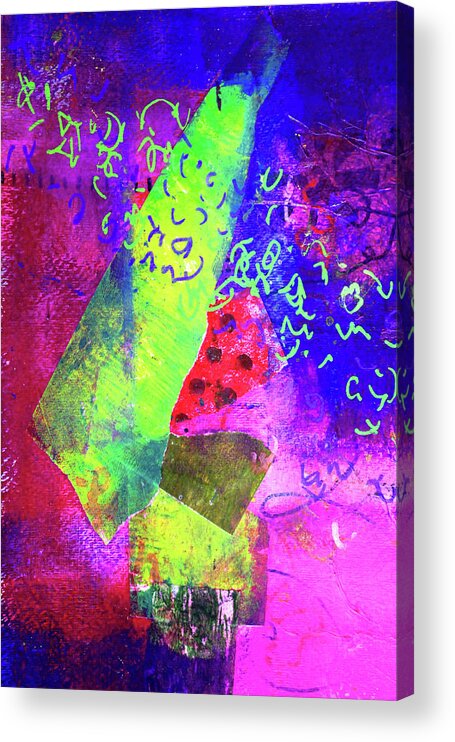 Large Colorful Abstract Acrylic Print featuring the mixed media Confetti by Nancy Merkle