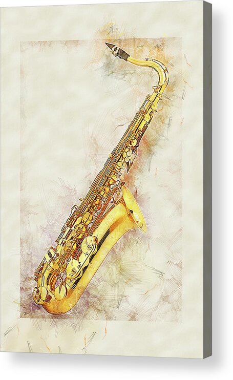 Saxophone Acrylic Print featuring the digital art Cool Saxophone by Anthony Murphy