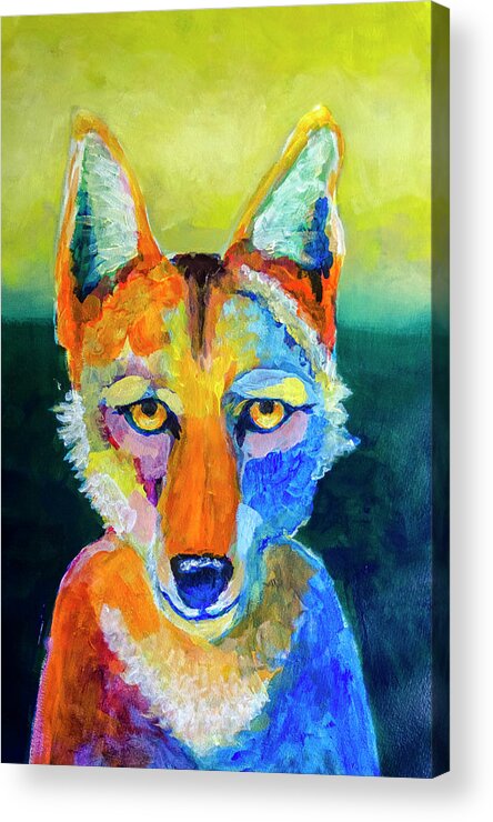 Coyote Acrylic Print featuring the painting Coyote by Rick Mosher