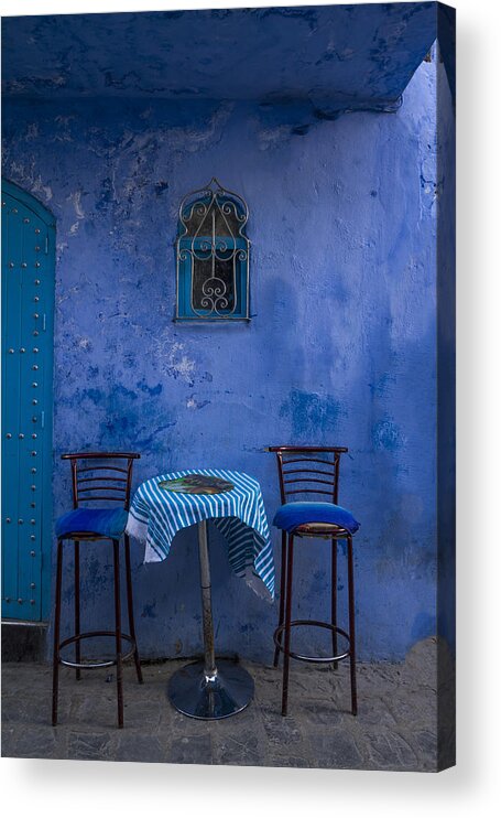 Morocco Acrylic Print featuring the photograph Cozy Table in Chefchaouen by Lindley Johnson