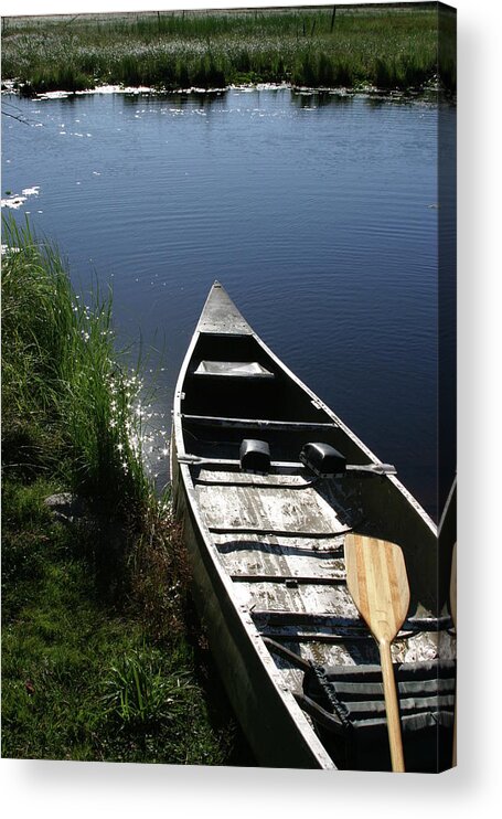 Canoe Acrylic Print featuring the photograph Creekside Canoe by Jeff Floyd CA