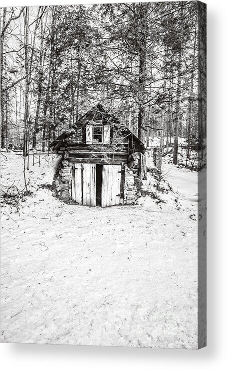 Winter Acrylic Print featuring the photograph Creepy Winter Cabin in the Woods by Edward Fielding