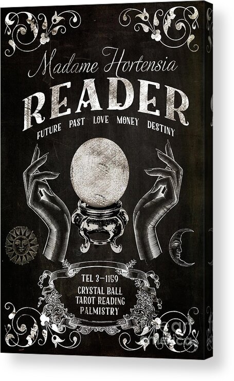 Crystal Ball Acrylic Print featuring the painting Crystal Ball Reader Sign by Mindy Sommers