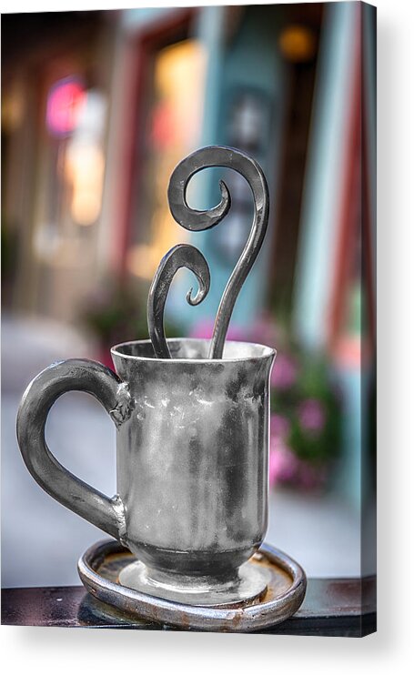 Coffee Acrylic Print featuring the digital art Cup of Silver Coffee by John Haldane