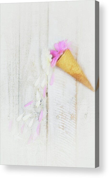 Painterly Acrylic Print featuring the photograph Daisy Ice Cream Cone by Susan Gary