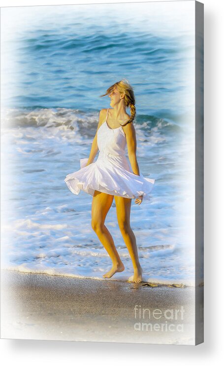 Fun In The Sun Acrylic Print featuring the digital art Dancing with the Waves by Randy Steele