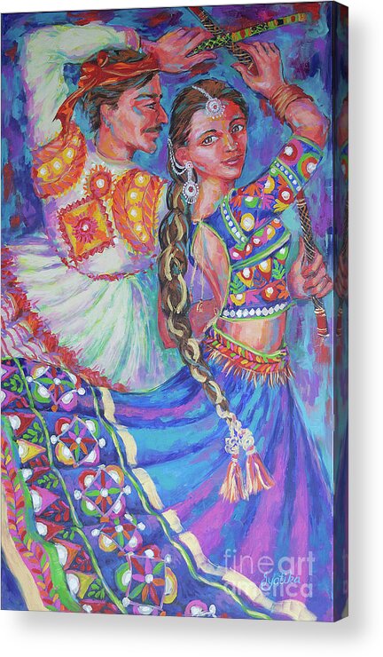  Acrylic Print featuring the painting Dandiya Raas by Jyotika Shroff