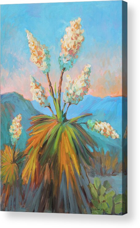 Desert Acrylic Print featuring the painting Dawn at Yuccaland by Diane McClary