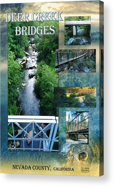 Deer Creek Bridges Acrylic Print featuring the digital art Deer Creek Bridges by Lisa Redfern