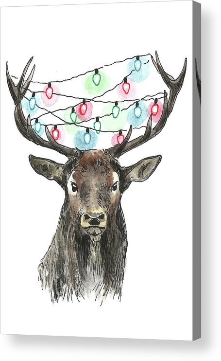 Deer Acrylic Print featuring the painting Deer with Light by Masha Batkova