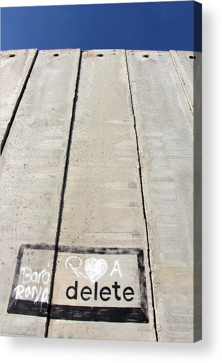 Apartheid Wall Acrylic Print featuring the photograph Delete by Munir Alawi