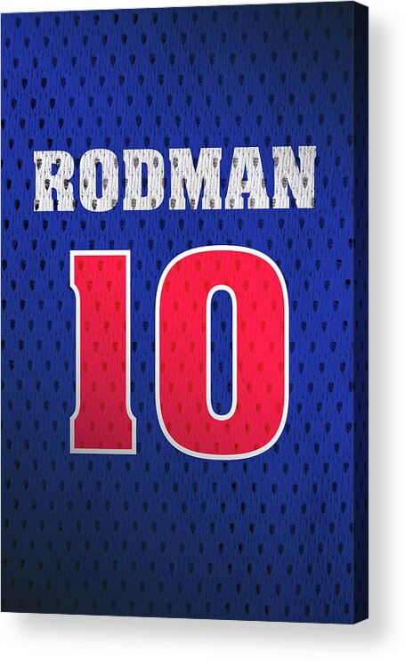 Dennis Rodman Detroit Pistons Number 10 Retro Vintage Jersey Closeup  Graphic Design Acrylic Print