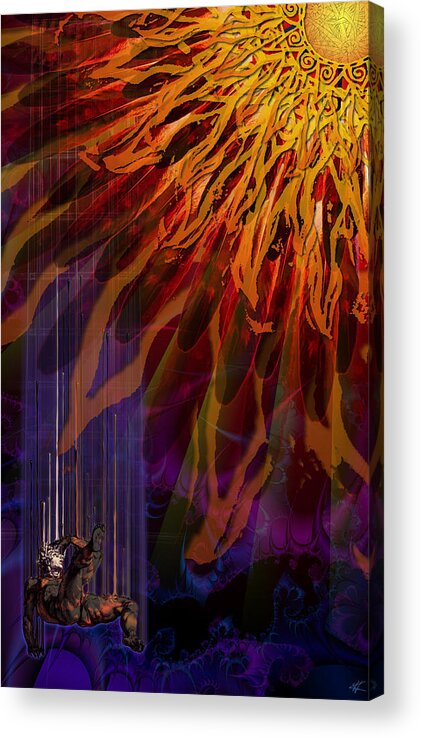 Icarus Acrylic Print featuring the digital art Descent of Icarus by Kenneth Armand Johnson