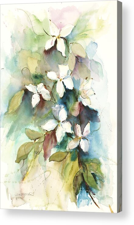 Trees Acrylic Print featuring the painting Dogwood Branch by Sandra Strohschein