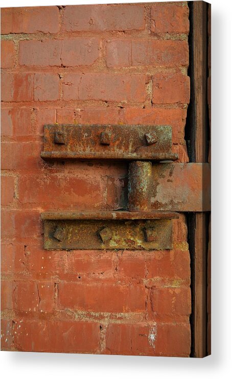 Hinge Acrylic Print featuring the photograph Rusty door hinge by Cheryl Hoyle