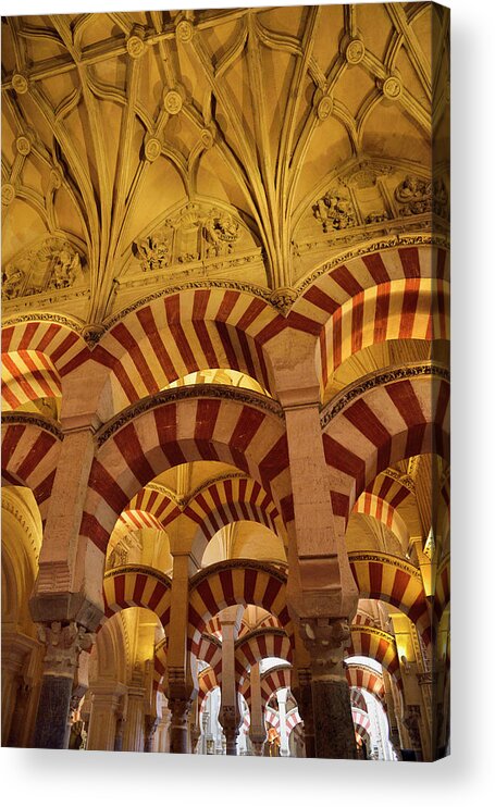 Double Acrylic Print featuring the photograph Double arches and ceiling with Old Testament figures at the Hypo by Reimar Gaertner