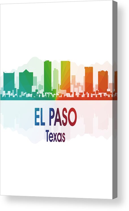 El Paso Acrylic Print featuring the digital art El Paso TX 1 Vertical by Angelina Tamez