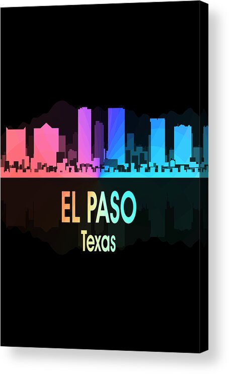 El Paso Acrylic Print featuring the digital art El Paso TX 5 Vertical by Angelina Tamez