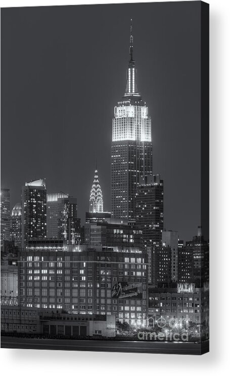Clarence Holmes Acrylic Print featuring the photograph Empire State and Chrysler Buildings at Twilight II by Clarence Holmes